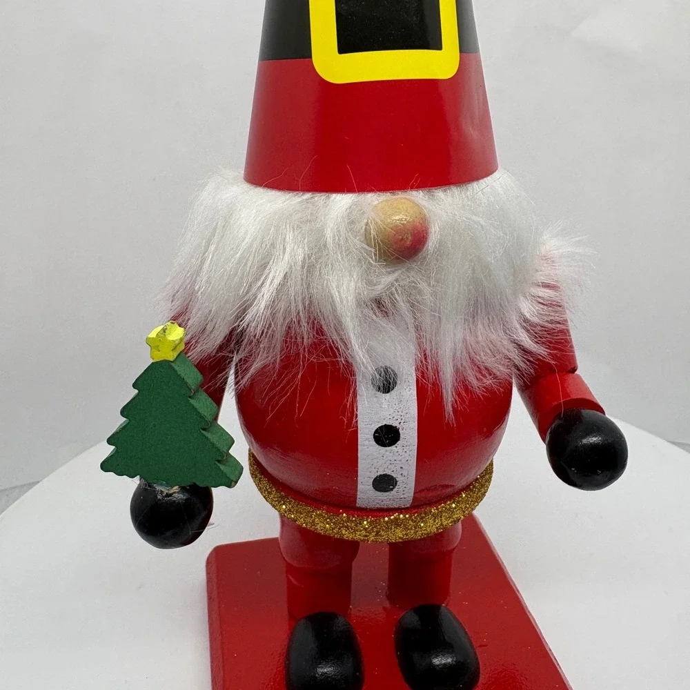 Santa Gnome Nutcracker Style Christmas Decor Festive Holiday‎ Figurine with Tree
